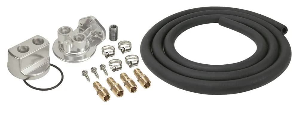 Derale 15717 Engine Oil Filter Relocation Kit, 1/2 NPT Ports w/ 18x1.5mm Engine Thread Size