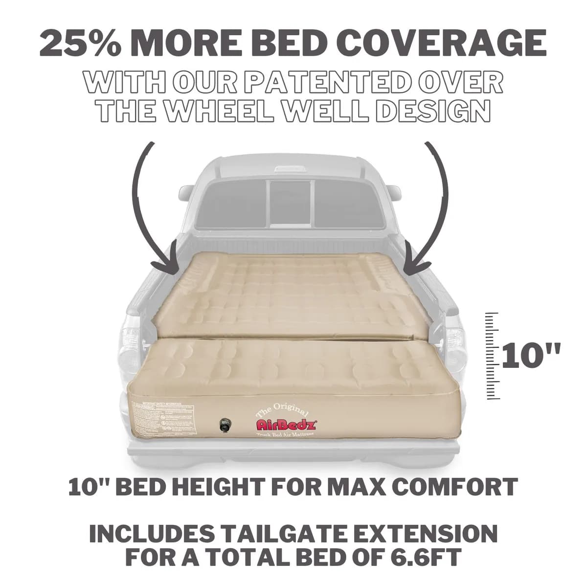AirBedz PPI-505 Mid-Size 5-5.5ft Truck Air Mattress with Built in Pump and Rechargeable Battery