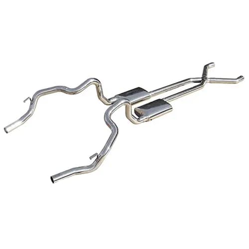 Crossmember Back w/X-Pipe Exhaust System 70-74 F-Body Split Rear Dual Exit 2.5 in Intermediate And Tail Pipe Street Pro Mufflers/Hardware Incl Tip Not Incl Pypes Exhaust