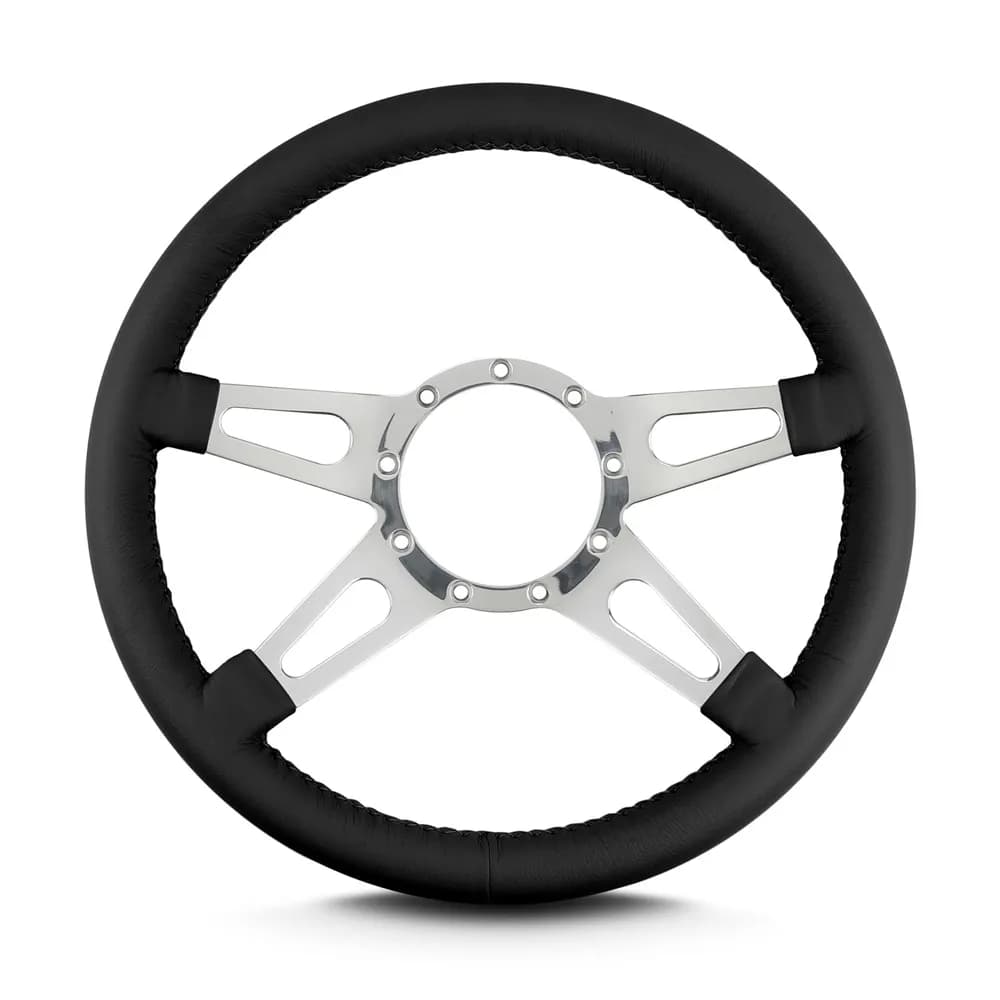Lecarra Mark 9 Supreme Steering Wheel; Black; Polished Spokes; 14 in. Standard Grip;