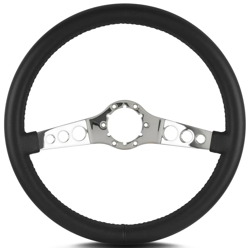 Lecarra SS Steering Wheel; Black; Polished Spokes; 14 in. Standard Grip;
