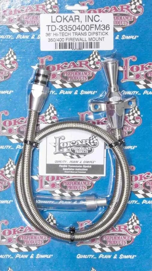 Hi-Tech Flexible Braided Transmission Dipstick; 36 in.; Firewall Mount; Incl. Flexible Inner Dipstick/Funnel Adapter/Braided Stainless Outer Housing; Stainless Steel Finish;