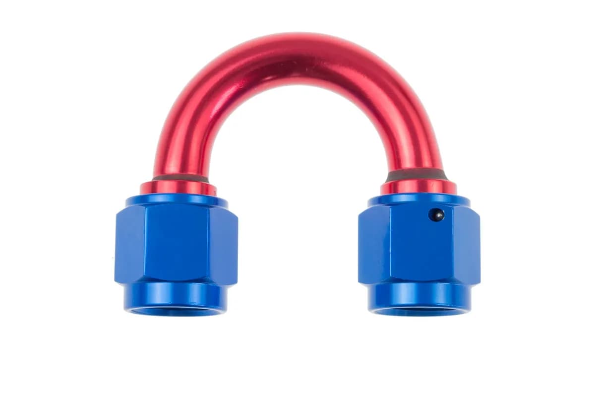 12 an Female to 12 an Female 180 Deg Swivel Coupler Red/Blue