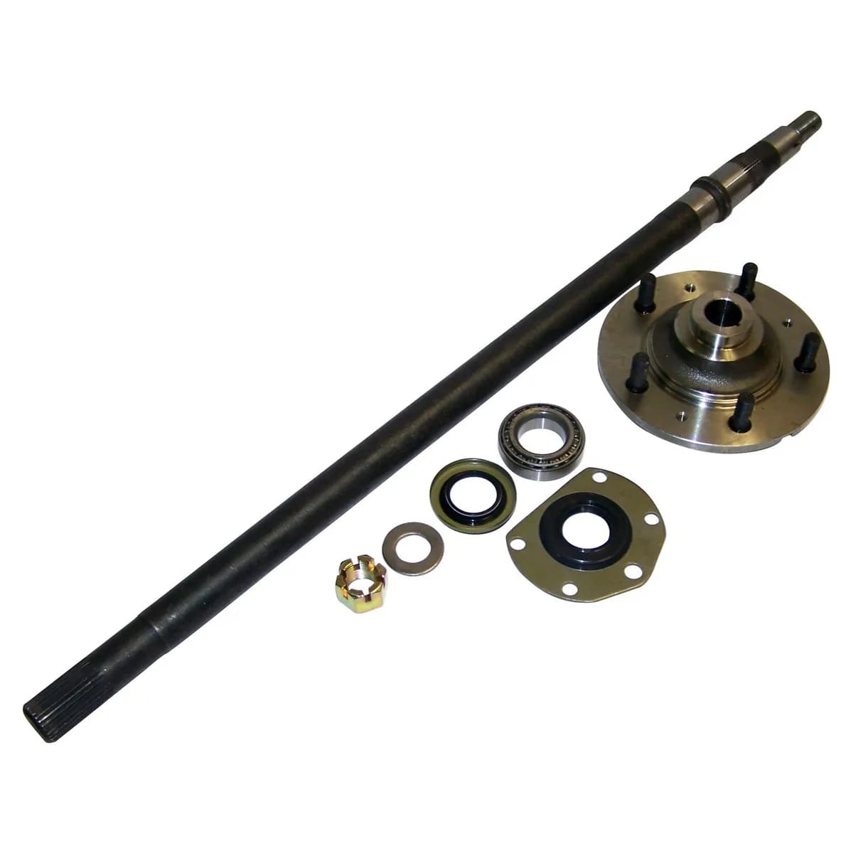 1976-1979 CJ-5 CJ w/ Quadra Trac; Left (Driver Side); Includes Axle Shaft (33-1/2in long) Hub Bearing Seals Nut Washers Key & Instruction Sheet 1976-1979 CJ-7 CJ w/ Quadra Trac; Left (Driver Side); Includes Axle Shaft (33-1/2in long) Hub Bearing