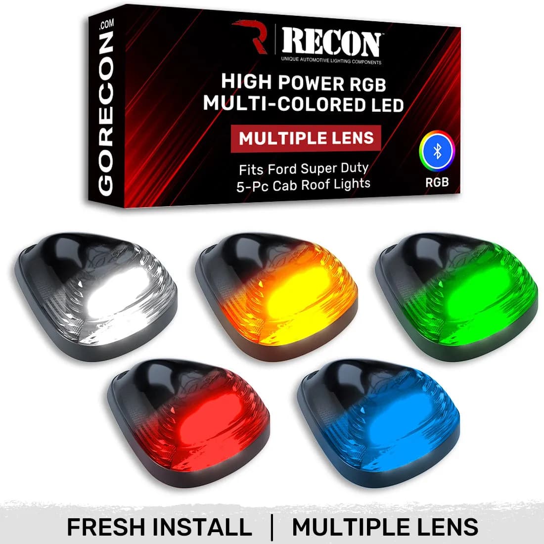 9916 F250/F350 Superduty (5 Pc) Smoked Cab Roof Light Lens W/Rgb Highpower LED