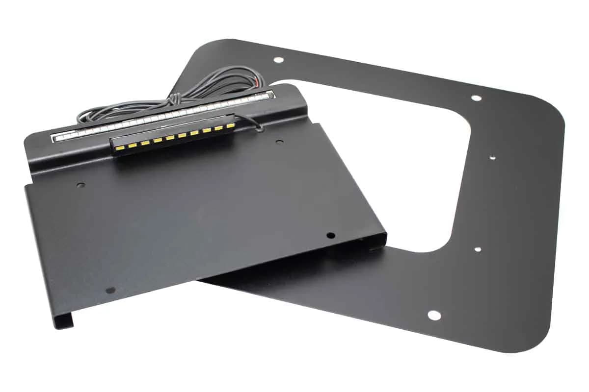 9706 Wrangler Back Side License Plate Mount With LED 2 Stage Gloss Powder Coat