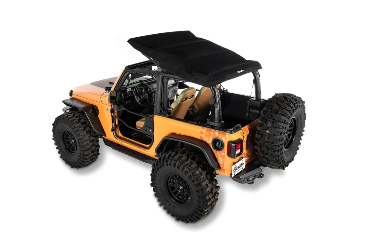 Jeep Wrangler Trektop Glide Slantback Soft Tops For Jeep 2018-Current Wrangler JL 2 Door Black Premium Twill Bestop