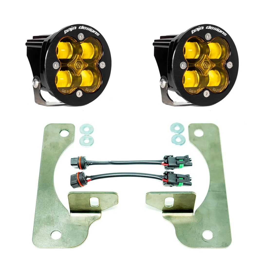 Jeep JL Fog Light Squadron-R 18-Pres Wrangler JL Rubicon Fog Pocket Kit Baja Amber Baja Designs Baja Designs