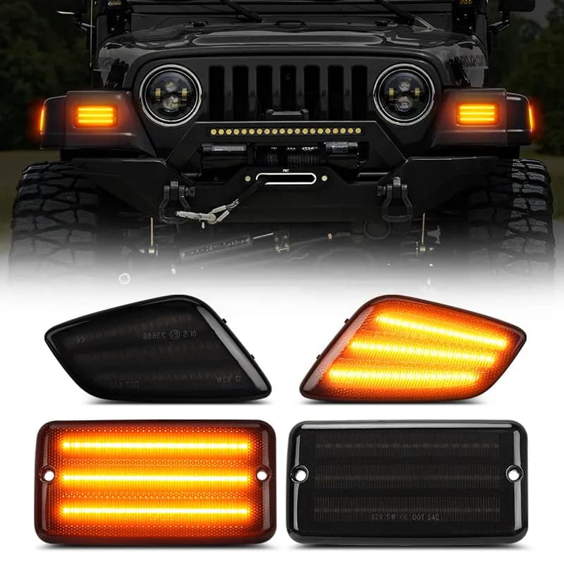 For 1997-2006 Jeep Wrangler TJ LED Front Fender Side Marker Lights