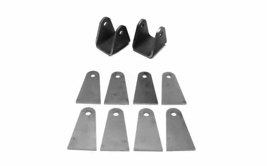 Steinjäger Tabs and Clevises, Weld On 4 Link Tab and Clevis Kits 0.500 Bore Straight Mount 3.00 Inch Clevis Jaw 4.00 Inch Straight Tab Length 2 Clevises, 8 Straight Tabs