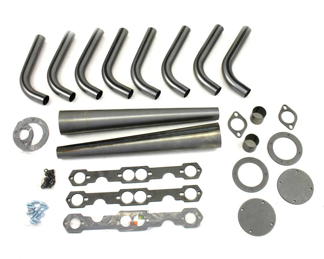 Patriot Lakester Weld Up kit Header 08-48 Street Rod 265-400 SBC 1 5/8" Primary 3 1/2" Cone Raw Steel H8001