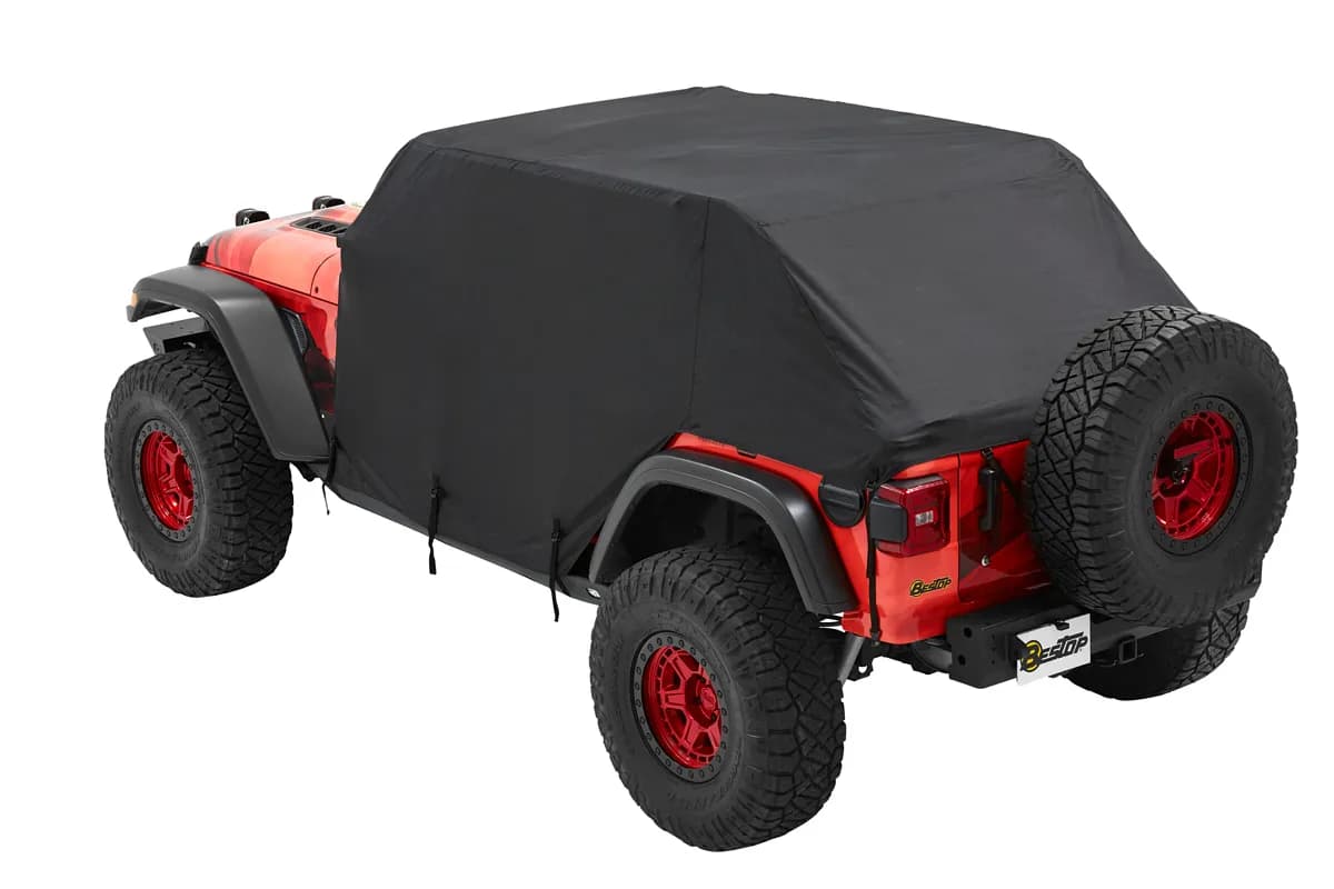 All Weather Jeep Trail Cover For Jeep 2007-2018 Wrangler JK 4 Door Black Trektop or No Top Bestop