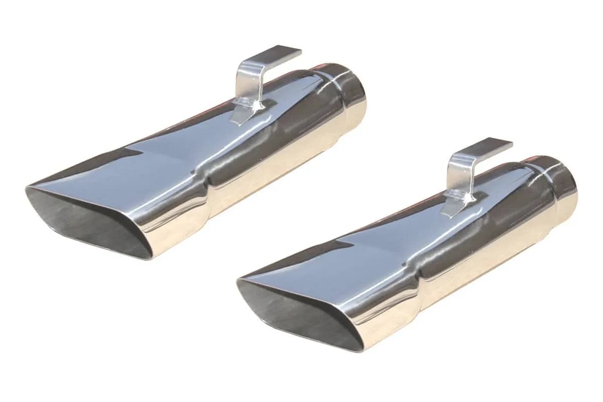 Exhaust Tail Pipe Tip Set 68-70 Charger 2.5 in Rectangle Slant Cut Clamp On Hardware Not Incl Polished 304 Stainless Steel Pair Pypes Exhaust