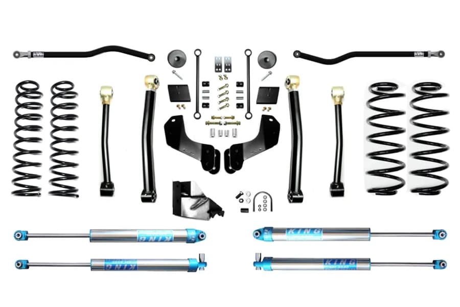 Evo Manufacturing 4.5in Enforcer Overland PLUS Stage 3 Lift Kit w/ KING 2.0 Shocks - JL 4Dr Diesel
