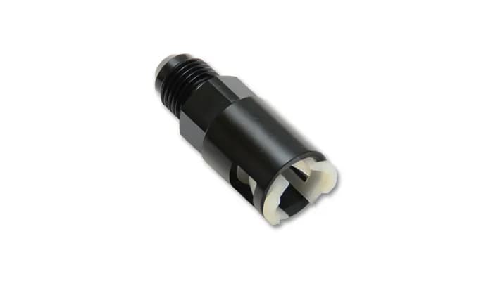 Quick Disconnect EFI Adapter Fitting; -8AN; 0.375 in. EFI Line Size; 6061 Aluminum; Black Anodized;