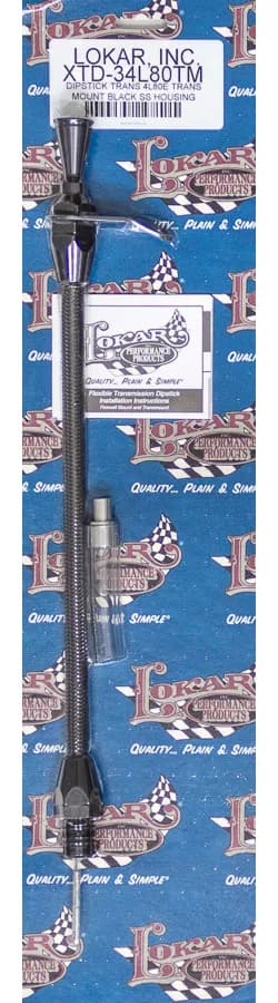 Hi-Tech Flexible Braided Transmission Dipstick; Transmount; Incl. Flexible Dipstick/Funnel Adapter/Braided Black Stainless Outer Housing; Black Finish;