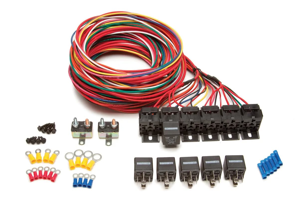 6-Pack Relay Bank; Kit Incl. [6] 40A SPST Relays/Relay Bases w/Wire Harness/[2] 50A Circuit Breakers/Crimp-On Terminals/Mounting Hardware;