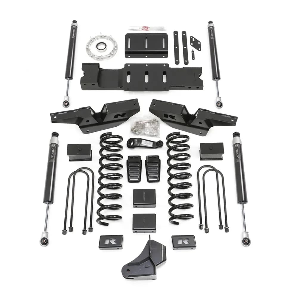 4.5ft. coil lift kit-front and rear track bar brackets; front coils and rear blocks; drop brackets w/Falcon shocks