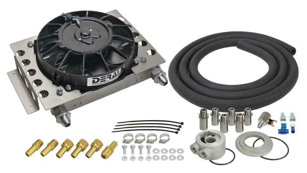 Derale 15450 15 Row Atomic Cool Plate & Fin Remote Engine Oil Cooler Kit, -8AN