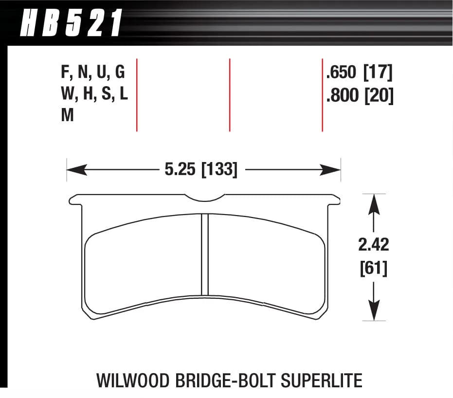 Overall Thickness: 20 mm Compound: DTC-70 Wilwood BB SL 7420