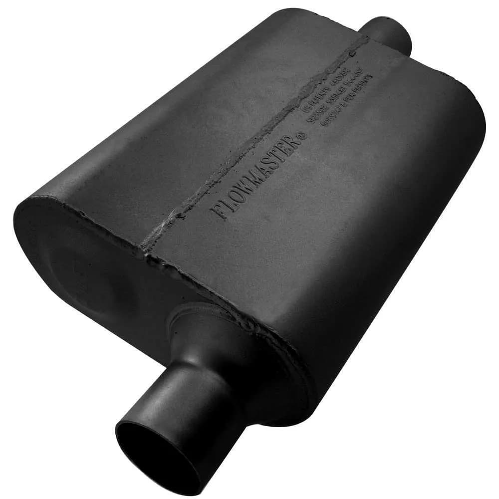 40 Series Delta Flow Muffler 2.25in IN (O) / OUT (C): ea 16 Gauge Aluminized Steel