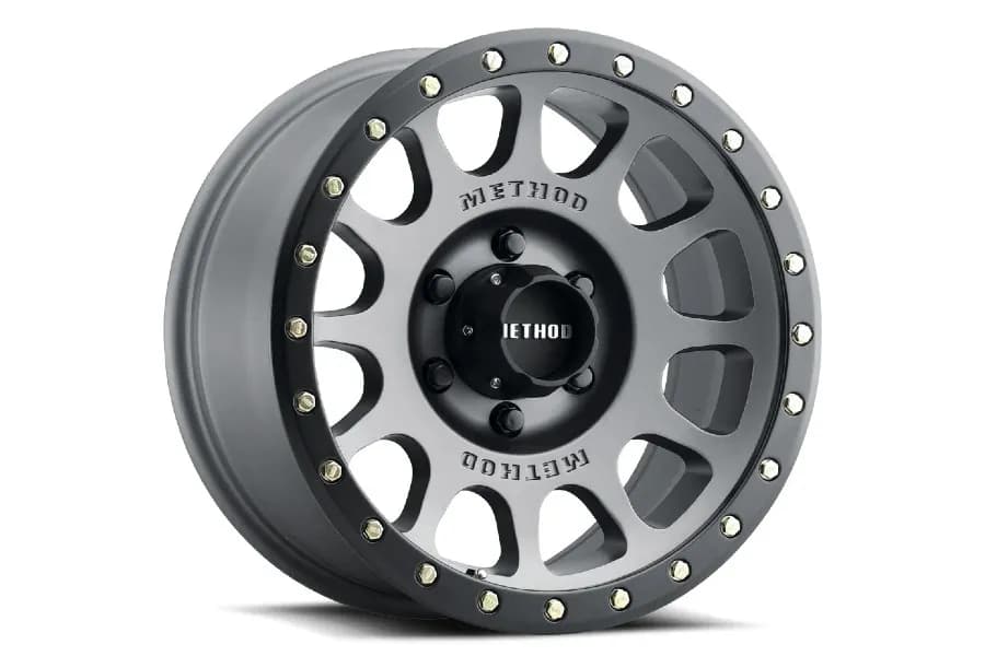 Aluminum Wheels 18x9 NV MR305 Bolt Pattern 5 On 150 Offset 25 Lip Size 1.38 Titanium TT Matte Black Lip Method