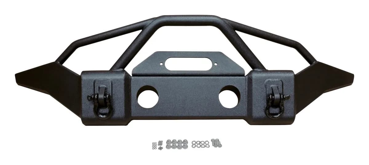 RTOff-RoadJeepHDBumperBlackHeavyDutyFrontBumper316inColdRolledSteedConstructionGlossBlackPowderCoatFinishBoltOnInstallationShackleMountswD-RingsIncluded4inLightOpeningallowsforuseofFactoryorAftermarketLightsInte