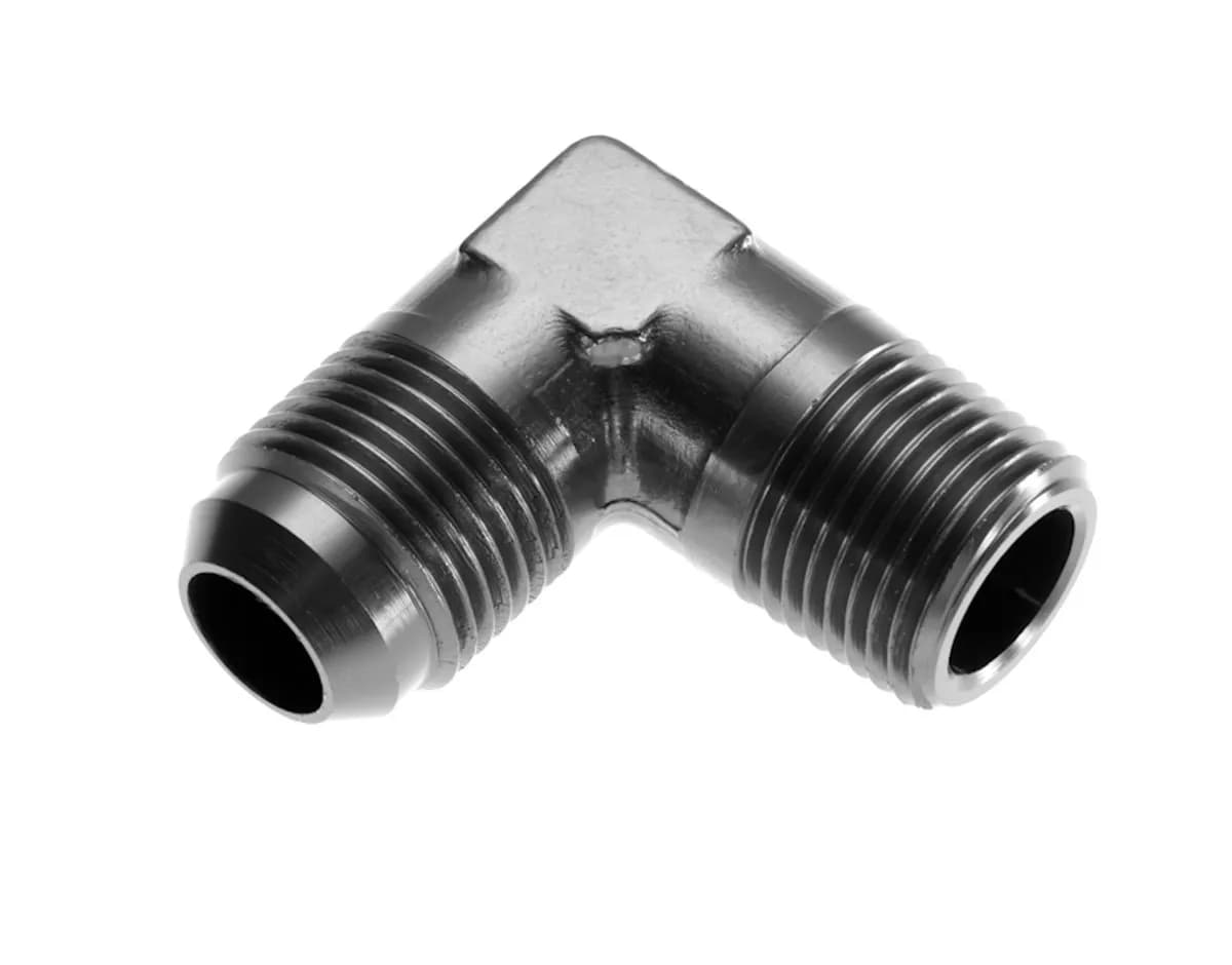 16 90 Degree Male Adapter to 12 (3/4) Npt Male Black