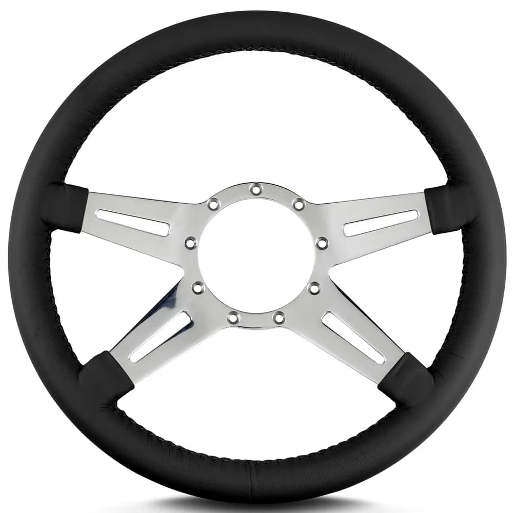 Lecarra Mark 9 Elegante Steering Wheel; Black; Polished Spokes; 14 in. Standard Grip;