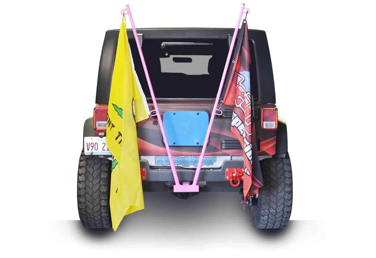 Steinjäger Exterior Accessories Wrangler JL 2018 to Present Hitch Mount Flag Holder Holds 2 Flags Bare