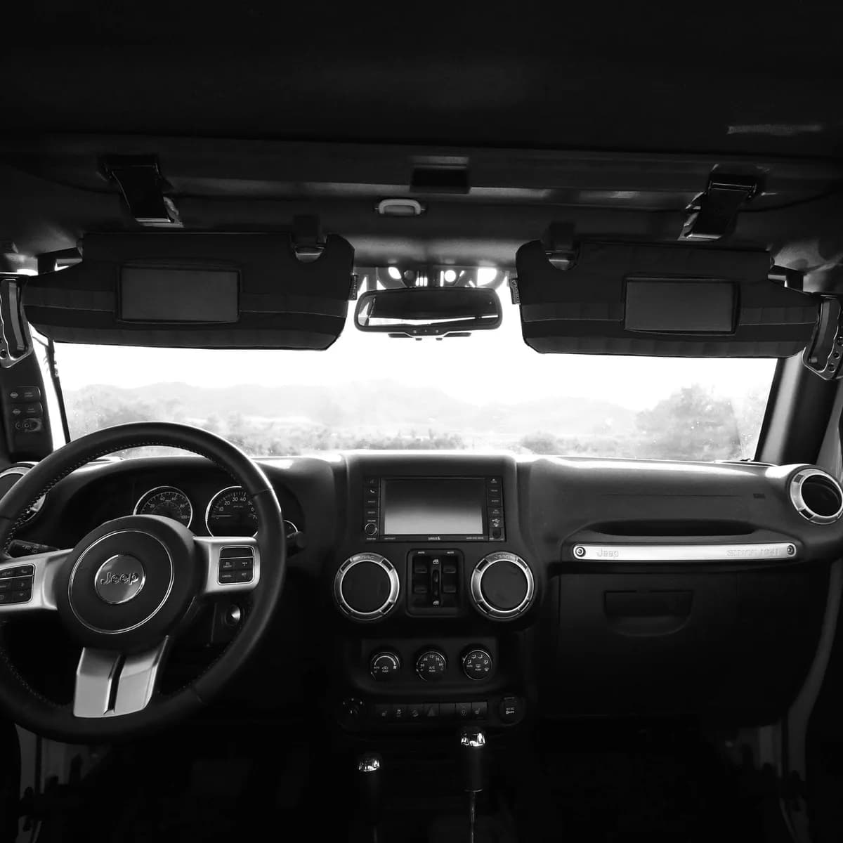 Molle Visor Covers (For Mirrored Visors) With Pals - Molle (Pair) For 2007-18 Jeep Wrangler JK Jku by Bartact - Black / Fabric