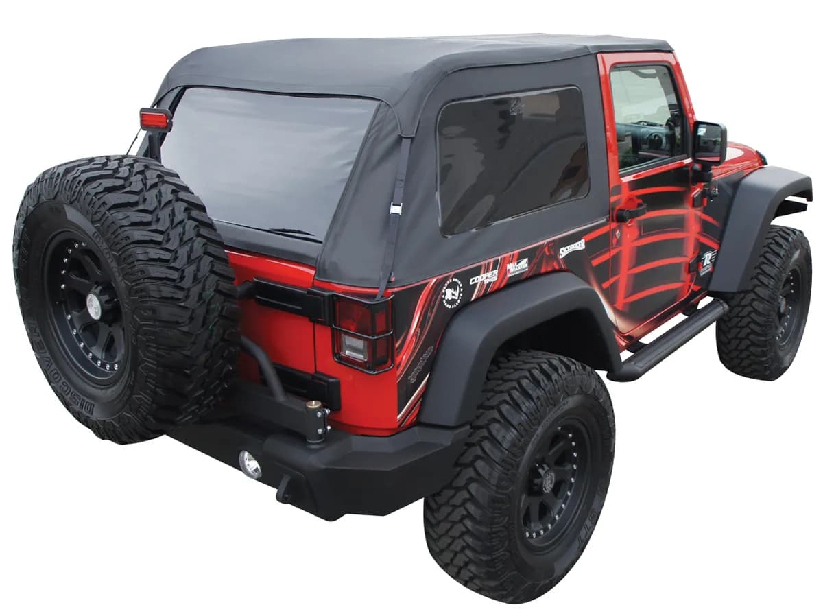 0713 Wrangler JK 2 Dr Frameless Soft Top Kit Sailcloth W/Tinted Windows Black D