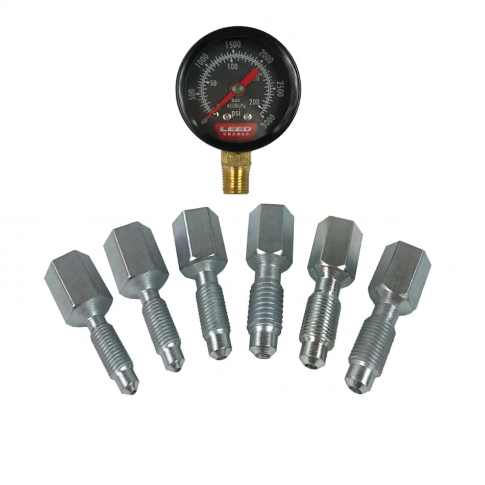 Brake Pressure Gauge Kit w/ 5/1624 3/824 M7x1.0 M8x1.25 M10x1.0 And M10x1.