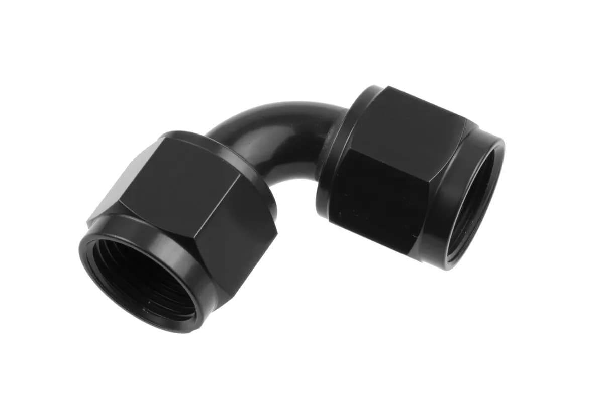 12 Female to Female An/Jic Flare Swivel Coupling 90 Deg Black