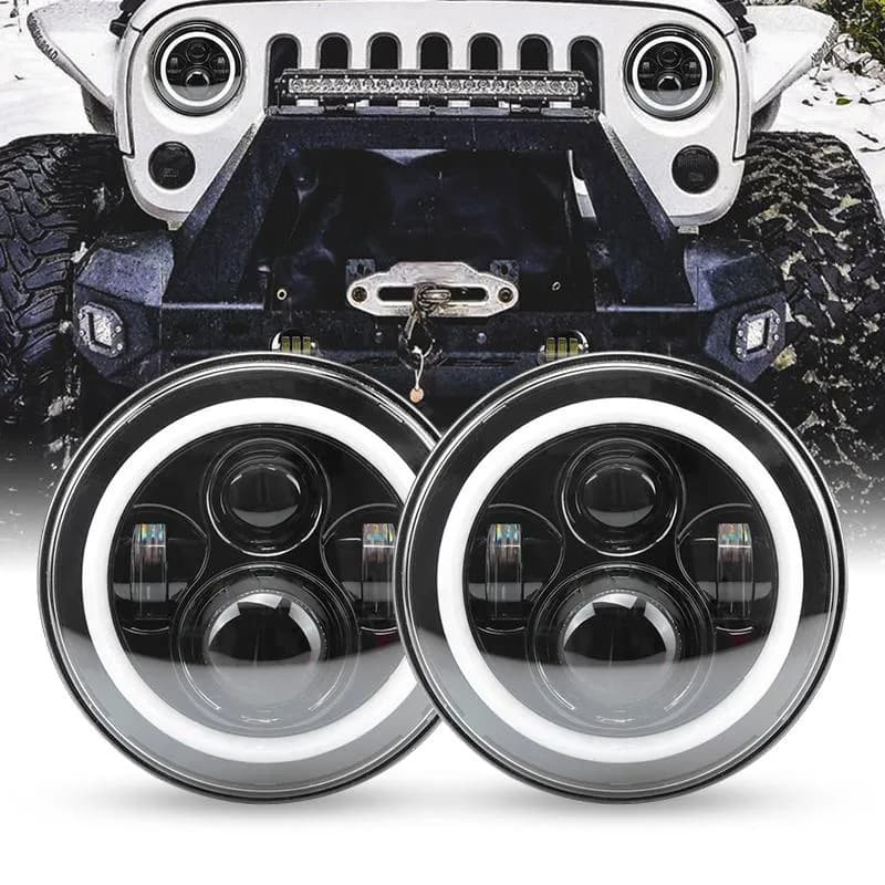 7 inch 80W Jeep LED Halo Headlights with DRL & Turn Signals for 1997-2018 Wrangler JK CJ TJ