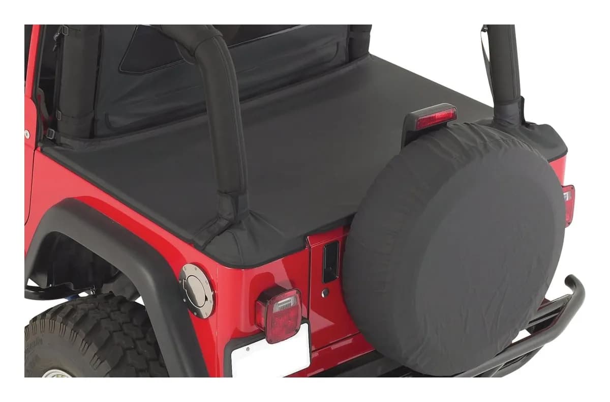 1987-1991 YJ Wrangler;Black Denim Tonneau Cover; Mounts to Soft Top Channel; Soft Top Hardware Necessary to Mount