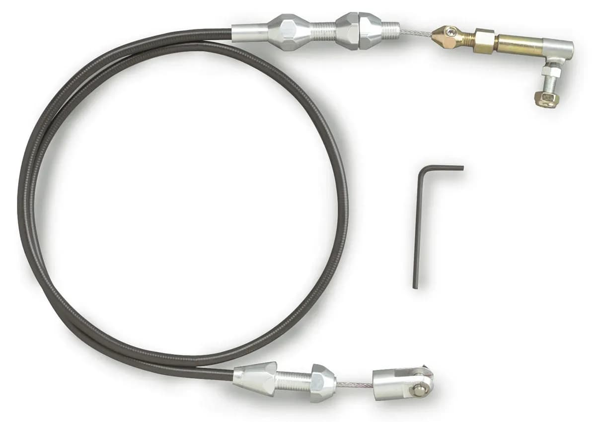 Hi-Tech Throttle Cable Kit; Universal; U-Cut-To-Fit; 24 in.; Incl. Aluminum Ferrules/Instructions/Black Housing/Stainless Steel Aluminum Fittings;