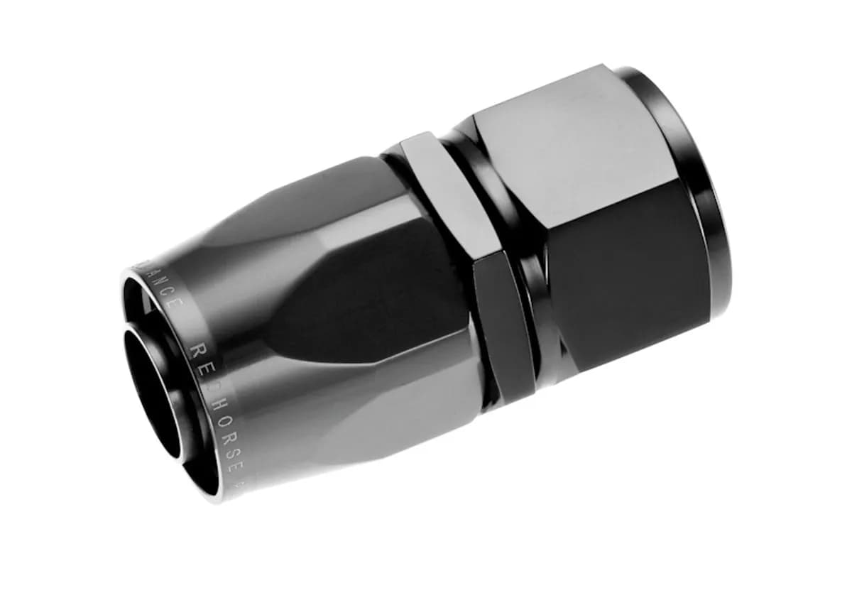 12 Straight Female Aluminum Hose End Black