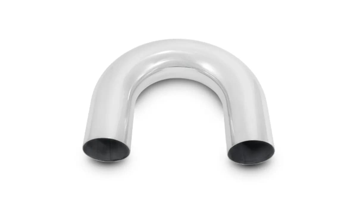180 Degree Aluminum Bend; 3 in. OD; 3.5 in. Leg Length From Tangent; 1.5MM Wall Thickness; 6063 Aluminum; Polished;