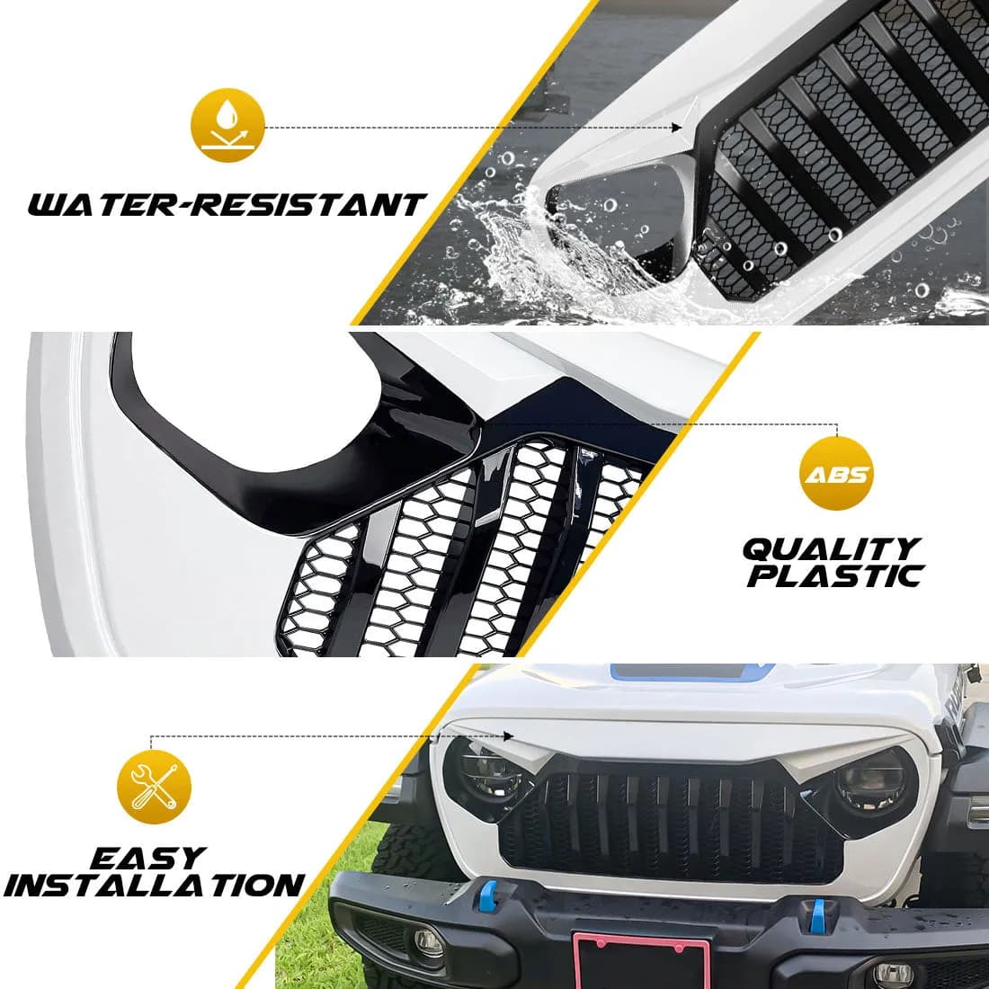 Gladiator Vader Grille W/ Mesh - White & Black For 18+ Jeep Wrangler JL & Gladiator JT W/O Trailcam