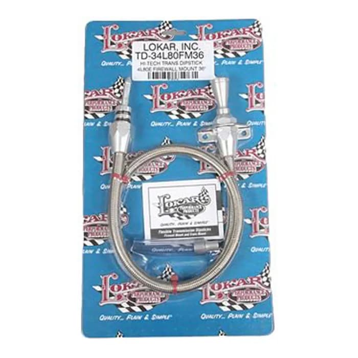 Hi-Tech Flexible Braided Transmission Dipstick; 36 in.; Firewall Mount; Incl. Flexible Dipstick/Funnel Adapter/Braided Stainless Outer Housing; Stainless Steel Finish;