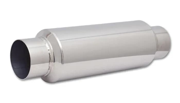 Large Diameter Bottle Style Resonator; 3.5 in. Inlet/Outlet ID; 5 in. Body OD; 18 in. Overall Length; 14 in. Body Length;