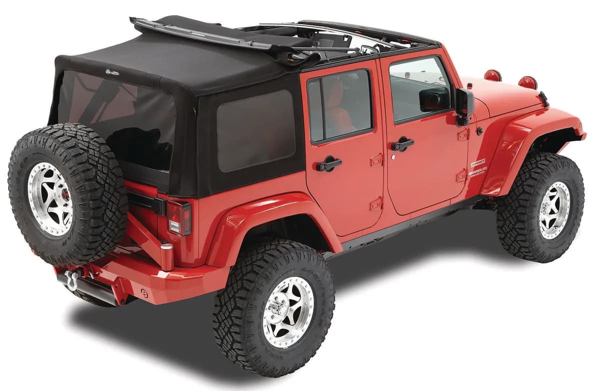 Replace-A-Top for OEM Hardware For Jeep 2010-2018 Wrangler JK 4 Door Tinted Black Premium Twill No Door Skins Included Bestop