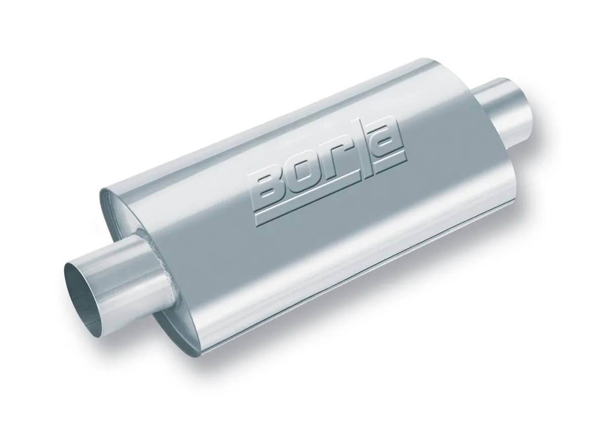 XR-1 Stainless Sportsman Racing Mufflers Full Bodied Cars CenterCenter Oval Body 4 in. Inlet 4 in. Outlet 16 in. x 4.5 in. x 7.88 in. Body Size 21 in. Overall Length T-304 Stainless Steel