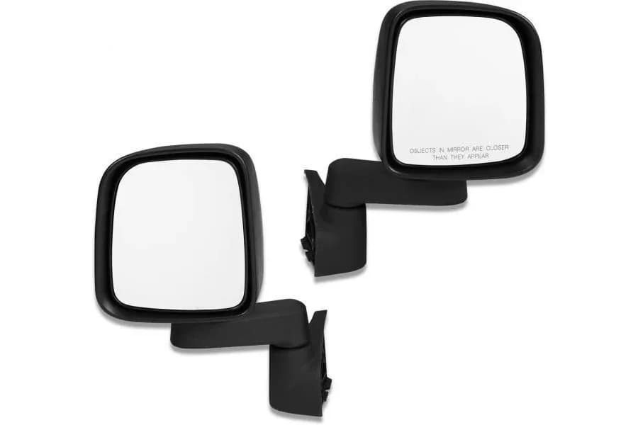 Jeep Mirror Replacement Set For Jeep 1987-1995 Wrangler YJ Slotted Arm Design Black ABS Composite Bestop
