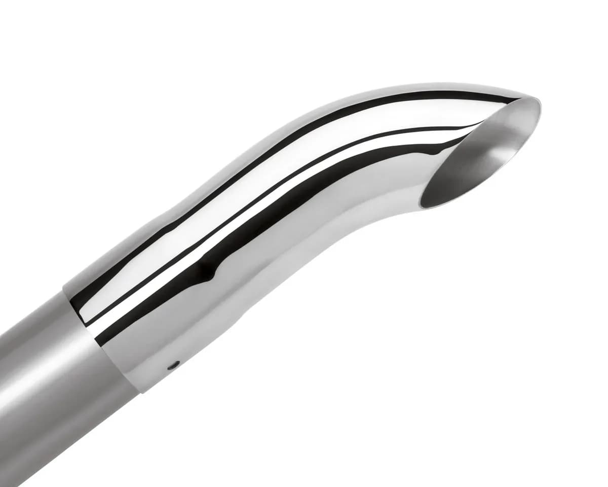 Universal Exhaust Tip 2.25 in. Inlet 2.25 in. Round Outlet 8.75 in. Length Set Screw Included Round Turn DownTurn Out Polished Stainless Steel