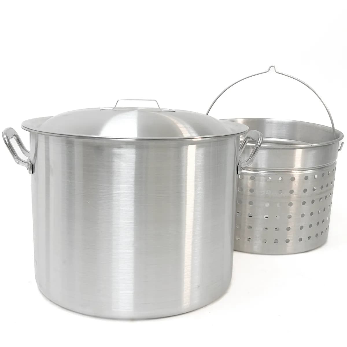 160qt Bayou Boiler Domed Lid Reinforced Basket With Helper Handle