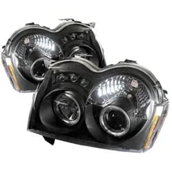 Spyder Signature Jeep Grand Cherokee 05-07 Projector Headlights - LED Halo - LED Replaceable LEDs - Black - High H1 Included - Low 9006 Not Included
