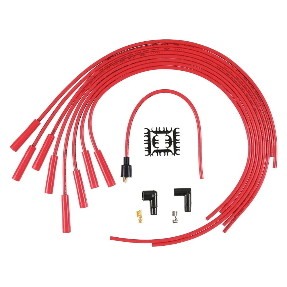 Spark Plug Wire Set- 8mm - Red Wire with Red Straight Boots - 4040R, Spark Plug Wires, Super Stock, Spiral Core, 8mm, Red, Set