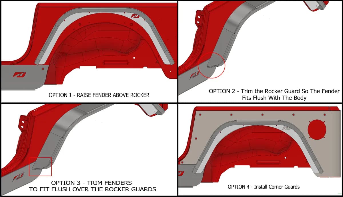 Motobilt Crusher Rear Fender 2in Flares, Bare - TJ/LJ